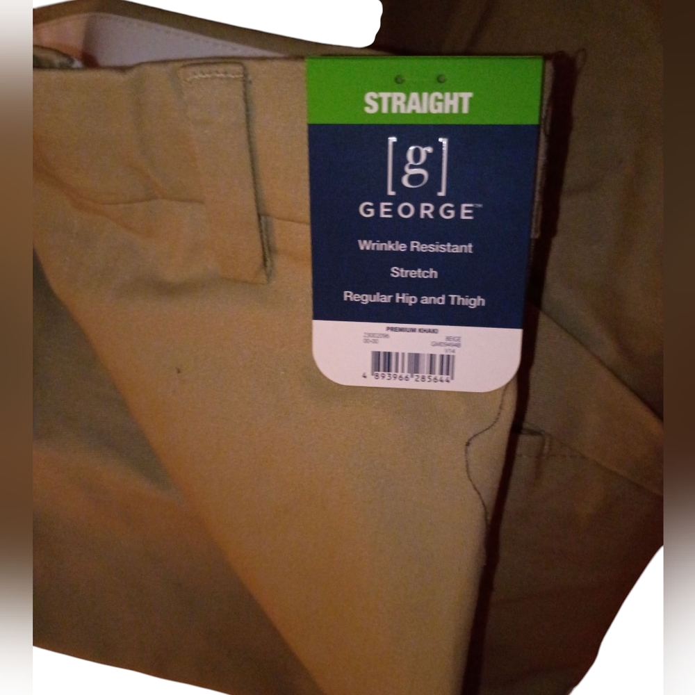 George Men's Stretch Tan Chinos Pants Slacks Size 46x30 Nwt